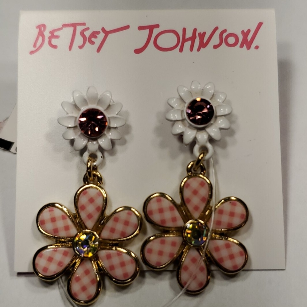 NEW Betsy Johnson Daisy Dangle Studs NWT